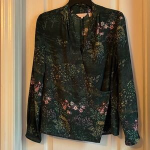 Ted Baker London Green Floral Long Sleeve Blouse Sz 6 (US) size 2 (Ted)